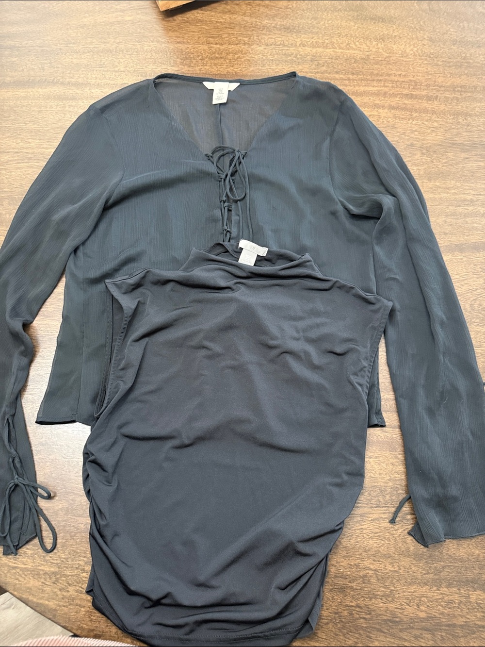 Hm Women’s Black Long Sleeve Lace-Up Top by
